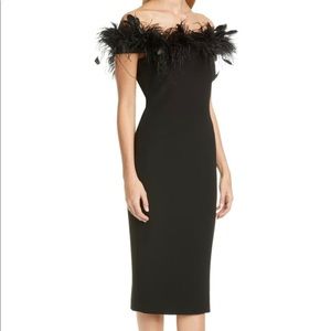 Brand New Aidan Mattox feather black dress